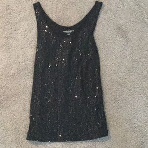 A black sparkly tank top